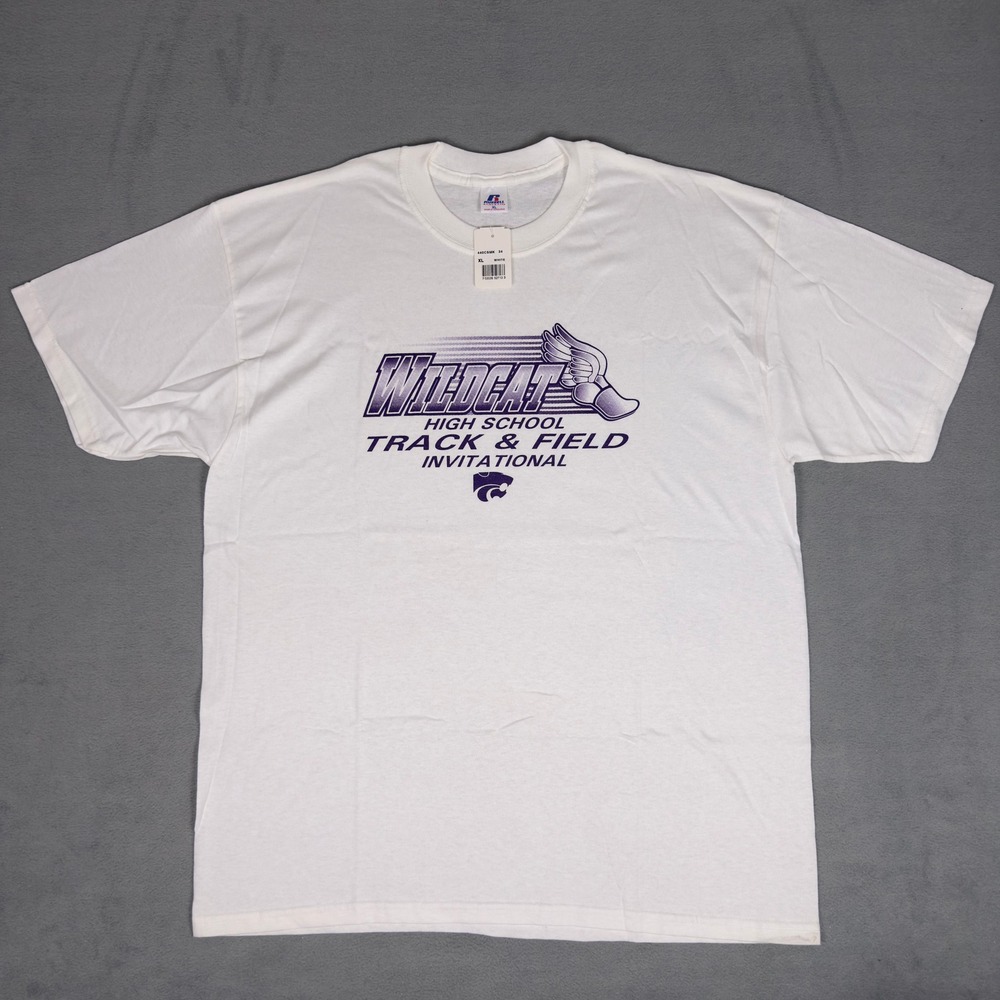 Russell Athletic Wildcat Track & Field Invitational Tee White XL NWT Winged Foot